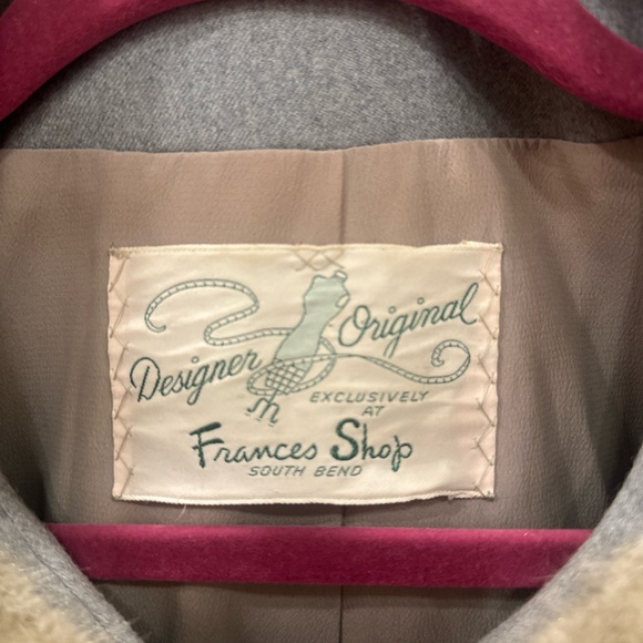 Vintage Frances Shop Gray Wool Suit Set Real Mink Fur Collar Jacket & Skirt S - Picture 4 of 16